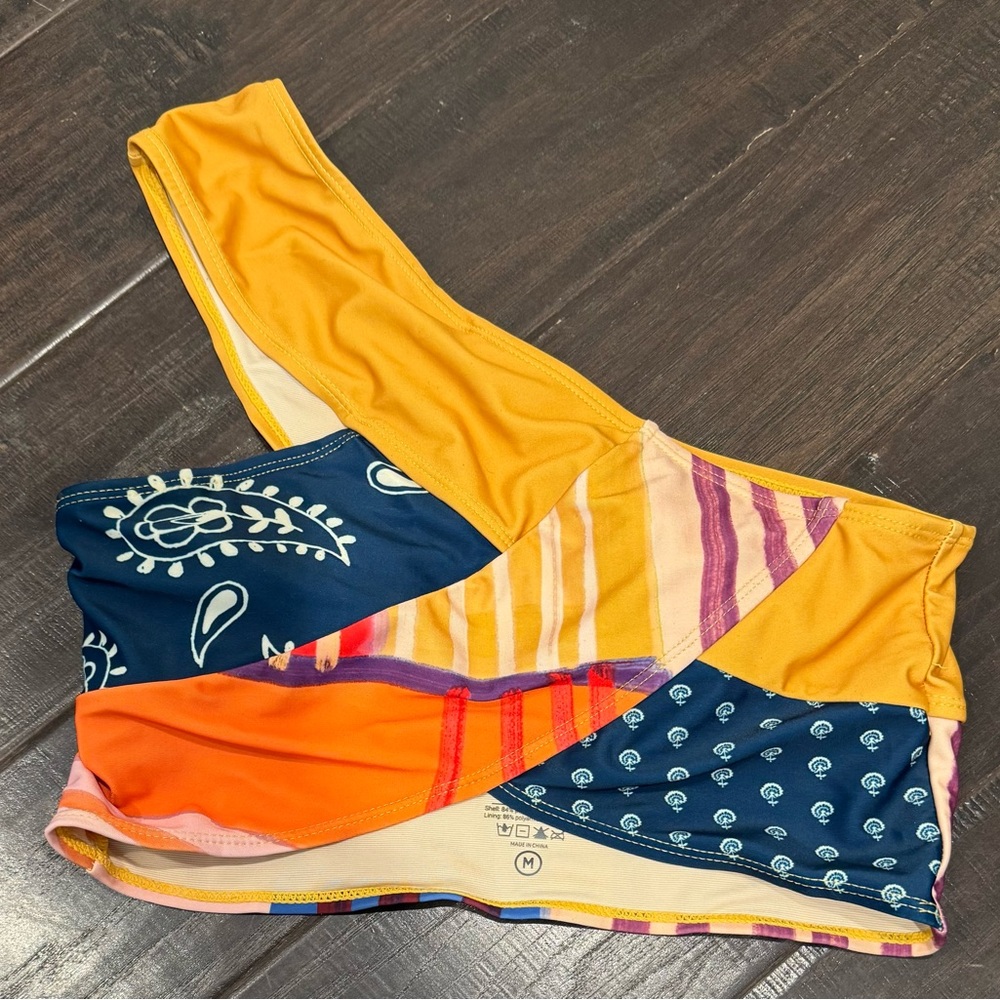 Nani Multicolor Patchwork One-Shoulder Bikini Top… - image 1